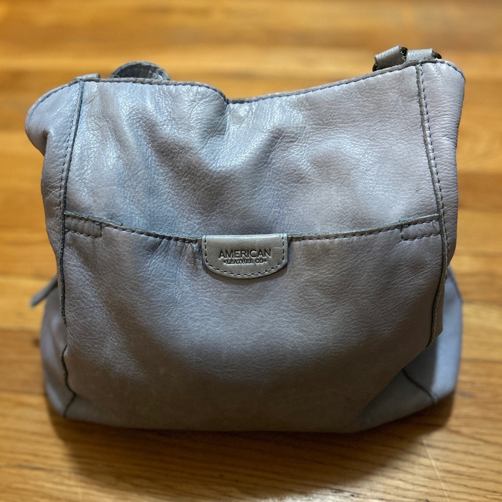 American Leather Co. Triple Entry Bucket Bag Austin Soft Leather Hobo Handbag
